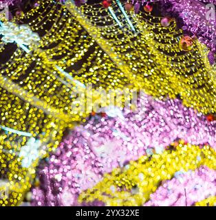glowing colorful Christmas lights on black background, overlay Stock Photo