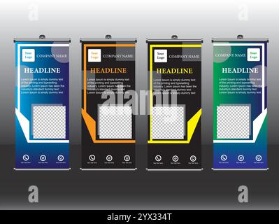 Roll up banner stand design template, modern roll up banner, vector illustration Stock Vector