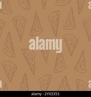 Pizza doodle seamless pattern. Vector background illustration Stock Vector