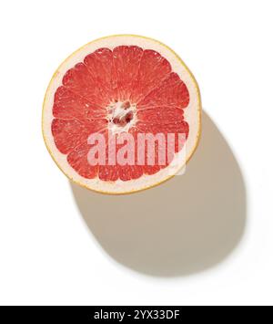 fresh red juicy grapefruit isolated on white background, top view Stock Photo