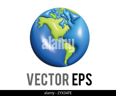 The 3D globe showing Americas icon, showing North, South America in green against blue ocean, represent various content concerning the North and South Stock Vector