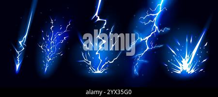Lightning strike bolt silhouettes sequence vector illustration. Stock Vector