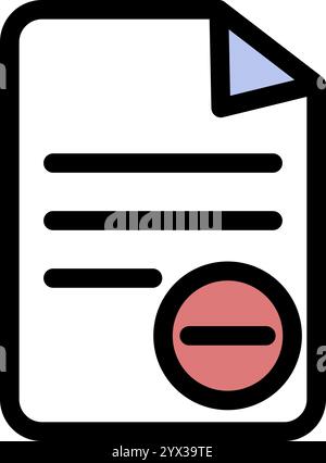 Document exam with a negative grade icon symbol - Exam grade Stock Vector