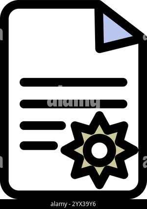 Document with stamp and text icon in flat style. White papers vector ...