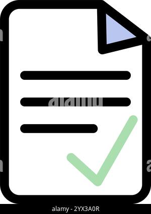 Document with written text and confirmation icon symbol - Document with approval Stock Vector