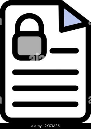 Secret Document with a lock icon symbol - Top secret or secure document Stock Vector