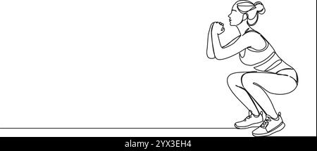 Continuous line drawing. Woman doing exercise in yoga pose. Vector ...