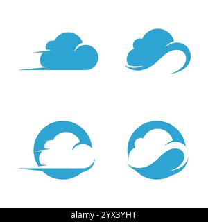 Blue cloud icon logo vector Stock Vector
