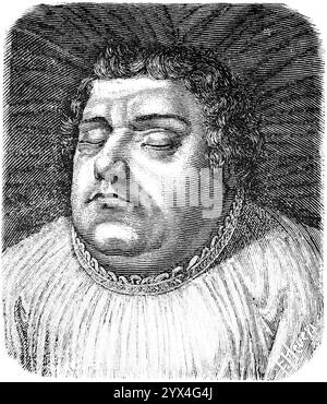 Martin Luther (1483, 1546) in death, portrait after Lucas Cranach, reformer, Augustinian monk, Bible translator, Eisleben, eyes closed, burial in the Stock Photo