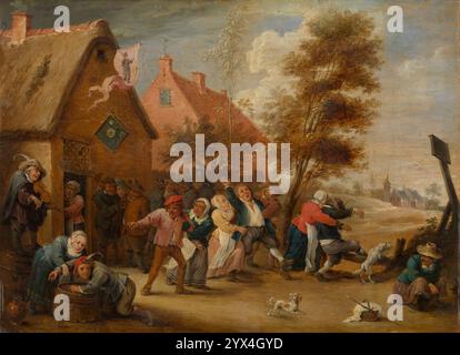 Country Fair, 1664. Villagers drinking and dancing. Stock Photo