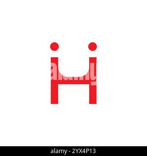 Letter H Two People Logo Design. H Smile Icon Stock Vector