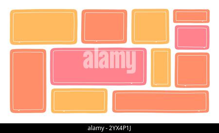 Paper note bubbles. Colorful templates for quotes, school and office, empty sheets of paper. Stock Vector