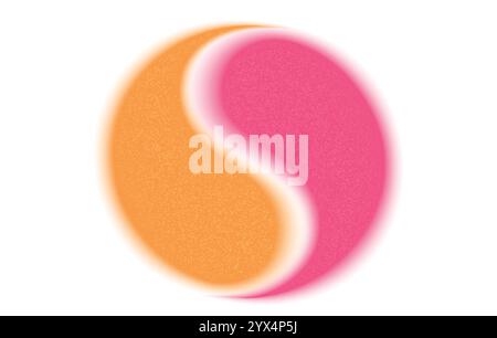 Color gradient iridescent circle of grainy dots. Abstract blur shape of noise grain. Stock Vector