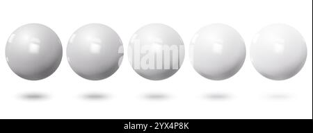 3D gray realistic balls with shadow. Spheres on white background. Stock Vector