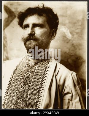 Self-Portrait in Fancy Shirt, negative about 1900; print about 1980. Stock Photo