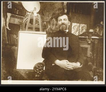 Self-Portrait of Alphonse-Marie Mucha, negative about 1900; print about 1980. Stock Photo