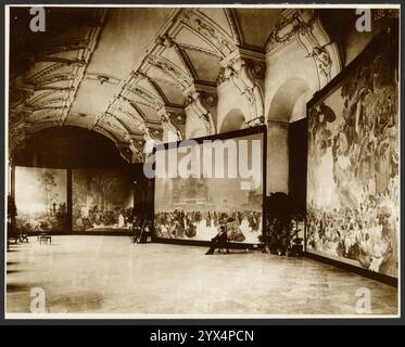 Self-Portrait of Alphonse-Marie Mucha at the First Exhibition of the Slavs Epic at Prague Clementine, negative 1919; print about 1980. Stock Photo