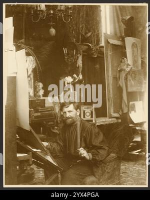 Self-Portrait in His Studio, Rue du Val-de-Gr&#xe2;ce, Paris, negative 1899; print about 1980. Stock Photo