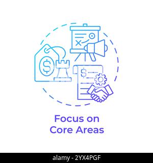 Focus on core areas blue gradient concept icon Stock Vector