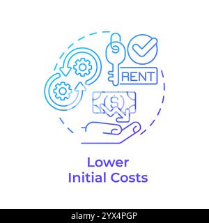 Lower initial costs blue gradient concept icon Stock Vector