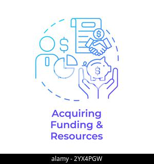 Acquiring funding and resources blue gradient concept icon Stock Vector