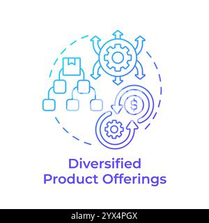 Diversified product offerings blue gradient concept icon Stock Vector