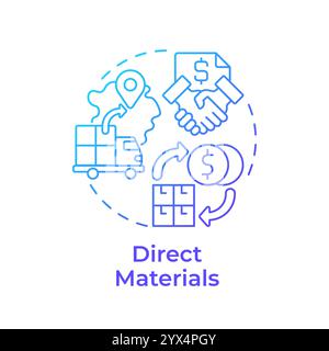 Direct materials blue gradient concept icon Stock Vector