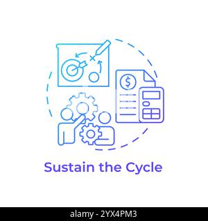 Sustain cycle blue gradient concept icon Stock Vector