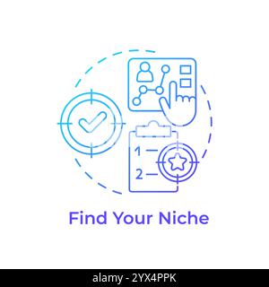 Find your niche blue gradient concept icon Stock Vector