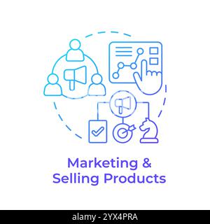 Marketing and selling products blue gradient concept icon Stock Vector