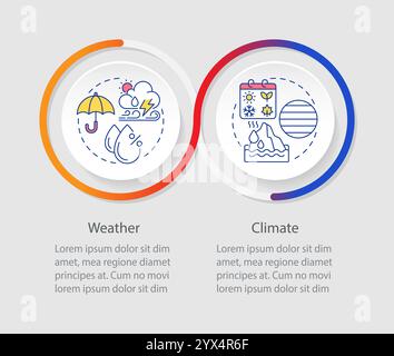 Climate vs weather infographics circles sequence Stock Vector