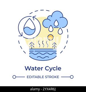 Water cycle multi color concept icon Stock Vector