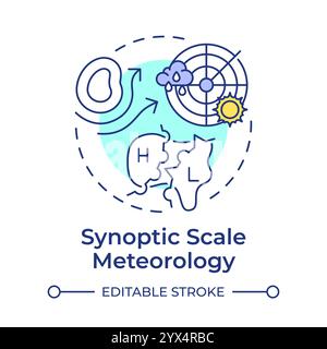 Synoptic scale meteorology multi color concept icon Stock Vector