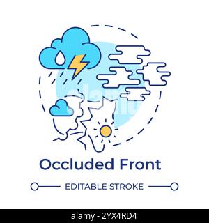 Occluded front multi color concept icon Stock Vector