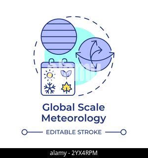 Global scale meteorology multi color concept icon Stock Vector