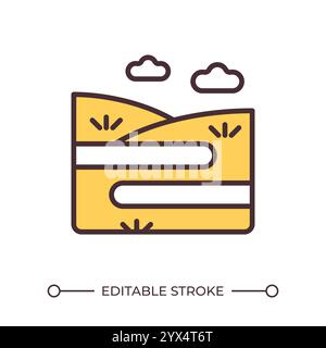 Trenches at hilly countryside RGB color icon Stock Vector