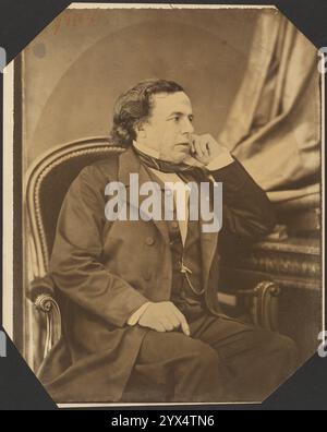 Portrait of Victor-Auguste-Francois Morel-Lavallee, 1858-1865.  Additional Info: Portrait of the French surgeon Morel-Lavallee, seated in an armchair. He is resting one fist against his face. Stock Photo