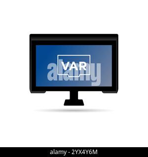 Video Assistant Referee. Soccer  football VAR System on the TV screen Stock Vector