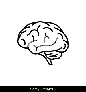 Human brain vector icon illustration isolated on white background Stock Vector