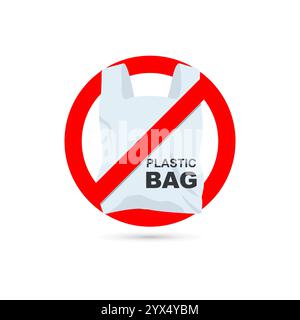No plastic bag forbidden sign. Stock Vector
