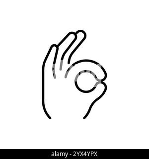 Gesture okay hand sign line icon Stock Vector