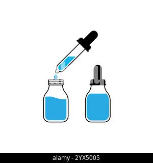 Essential oil bottle icon, Dropper bottle icon - Vector Stock Vector