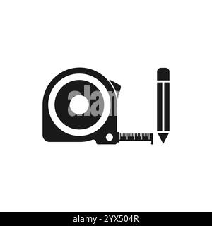 Pencil and ruler icon Vector graphic illustration. Stock Vector