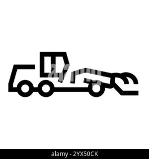 Snow Grader line black icon. Vector isolated button. Editable stroke. Stock Vector