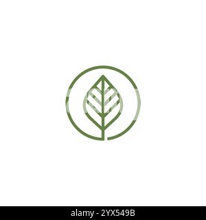 Leaf Line Logo Icon. Organic Vector Illustration Stock Vector