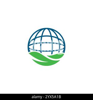 World and eco icon. Unique globe and organic logotype design template. nature earth logo Stock Vector