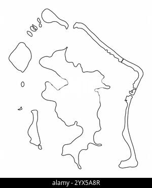 Bora Bora Island outline map isolated on white background Stock Vector