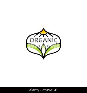 Organic Label Logo Template. Nature Icon Design. sun agriculture logo Stock Vector