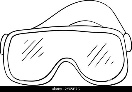 Winter ski sunglasses in graphic line style. vector Protective goggles for winter sports. Skiing. Snowboarding. Protecting gear. Stock Vector