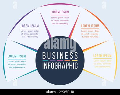 Infographic template business information 5 objects, steps, elements or options infographic design Stock Vector